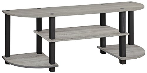 FURINNO 11058GYW/BK Oak Turn-S-Tube Wide TV Entertainment Center, Grey/Black