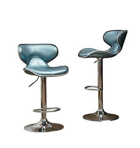 Roundhill Furniture Masaccio Cushioned Leatherette Upholstery Airlift Adjustable Swivel Barstool with Chrome Base