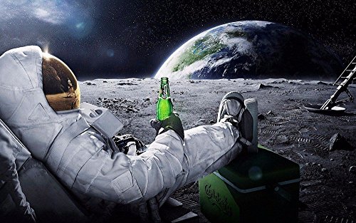 Astronauts on the moon Fabric Cloth Rolled Wall Poster Print — Size: (40″ x 24″ / 21″ x 13″)