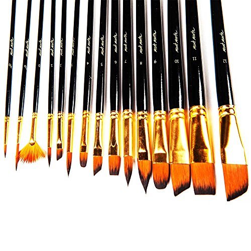 Mont Marte 15pce Art Paint Brushes Set for Watercolor, Acrylic, Oil, Great for Artists & Kids