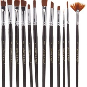 Paint Brushes 12 Pieces Set Professional Paint Brush Round Pointed Tip Nylon Hair artist acrylic brush for Acrylic Watercolor Oil Painting by Crafts 4 ALL